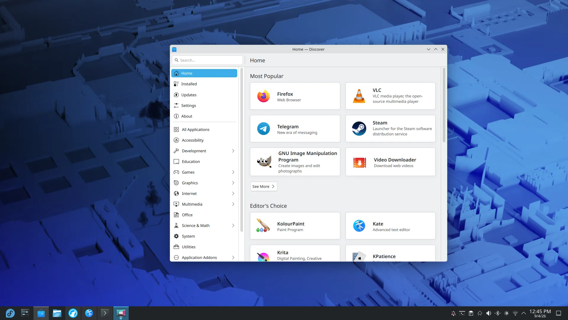 Screenshot of KDE Plasma