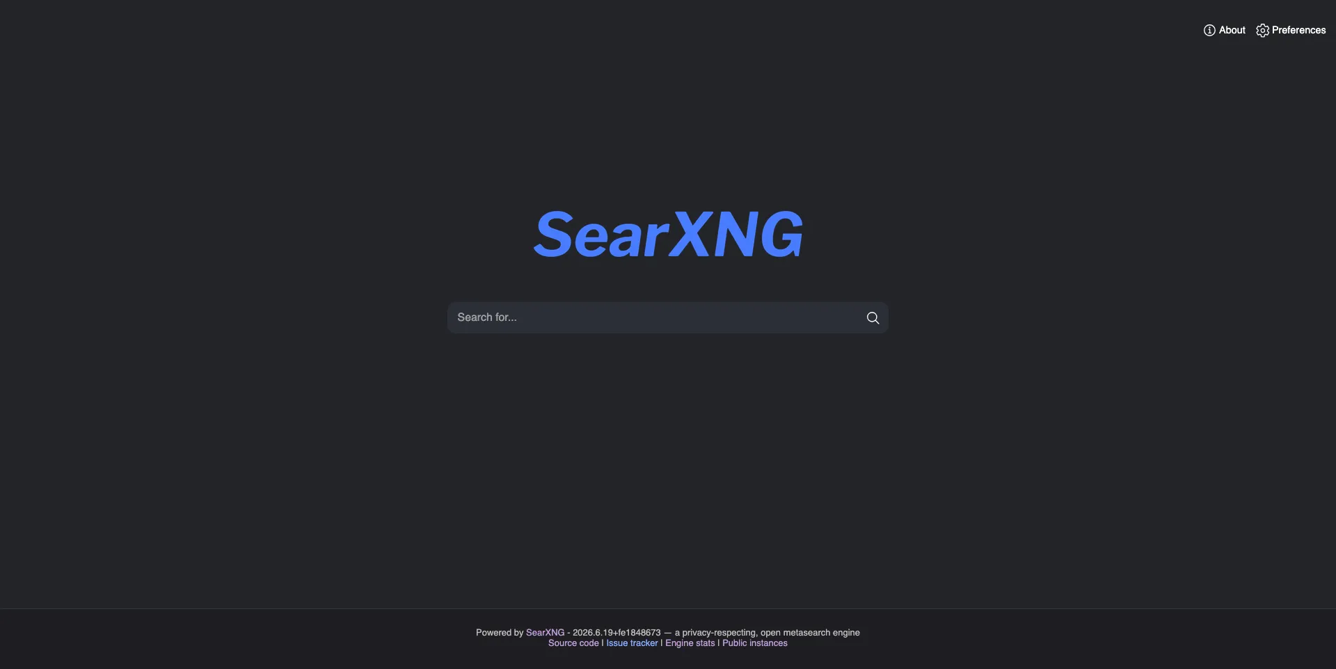 'SearXNG screenshot'